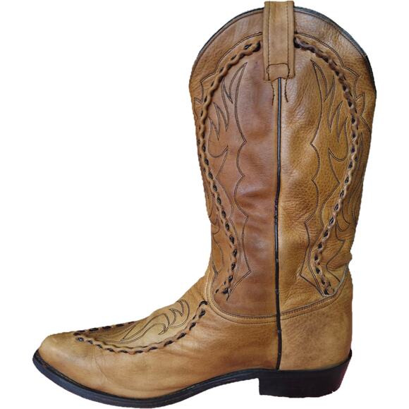 Dan Post Brown Natural Leather Buckstitching Cowboy Western Boots 10D main image 6
